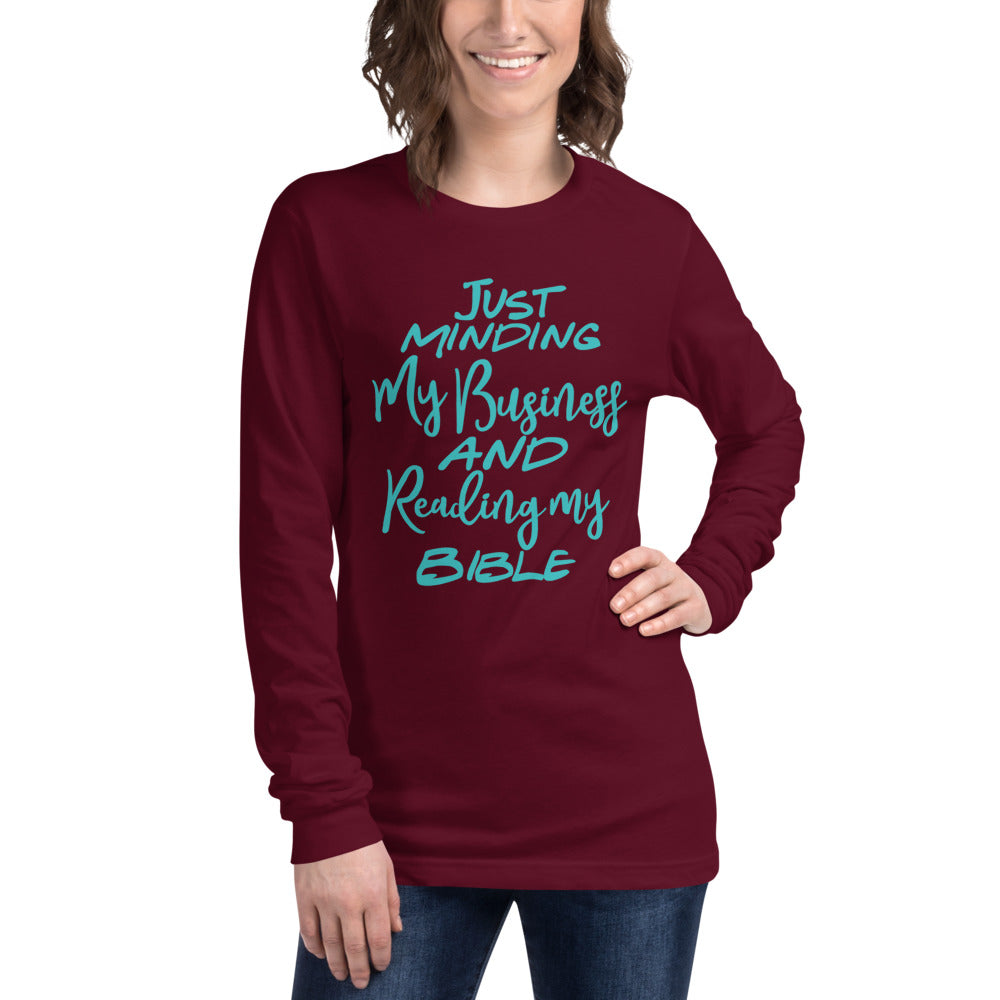 Minding my business Long Sleeve Tee - Jean Marie's Faith Apparel 